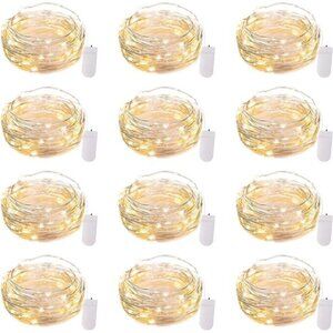 12-Pack LED Fairy String Lights - 7ft, 20 LEDs, Battery Operated